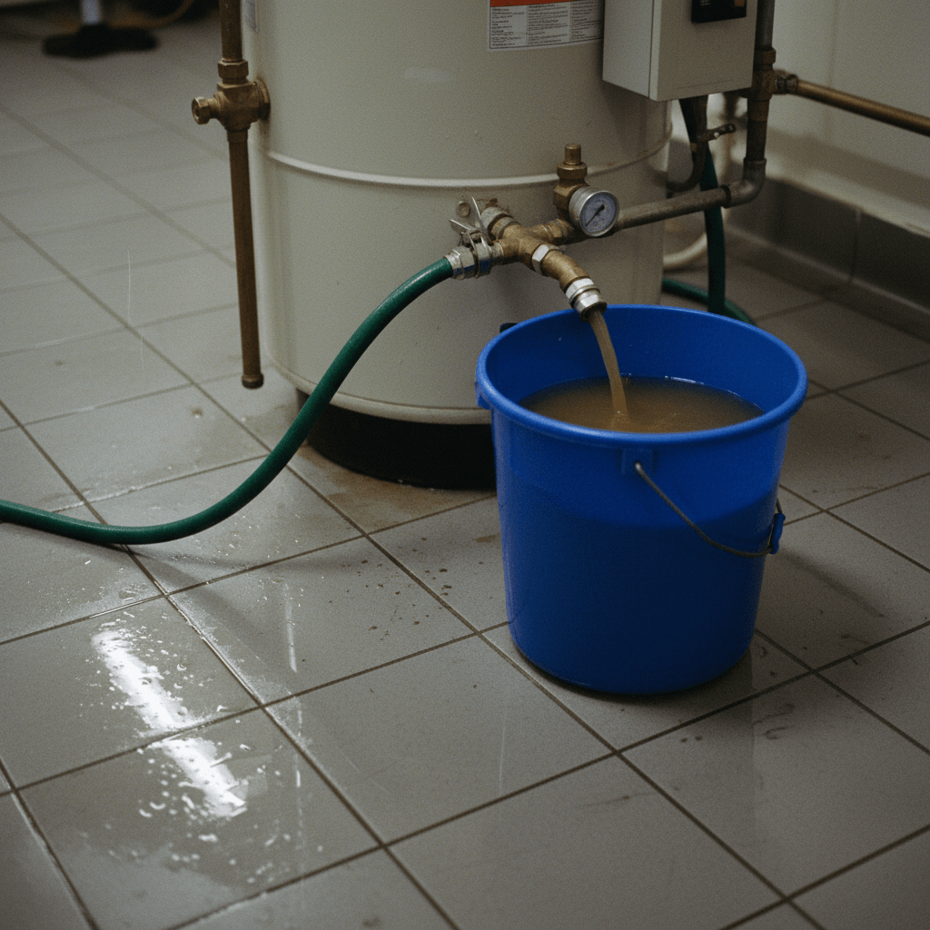 Schlauch an Heizungsanlage zum Spülen des Heizkreises